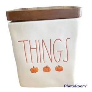 Rae Dunn THINGS 🎃🎃🎃 Ceramic Jar w/ Wooden Lid
